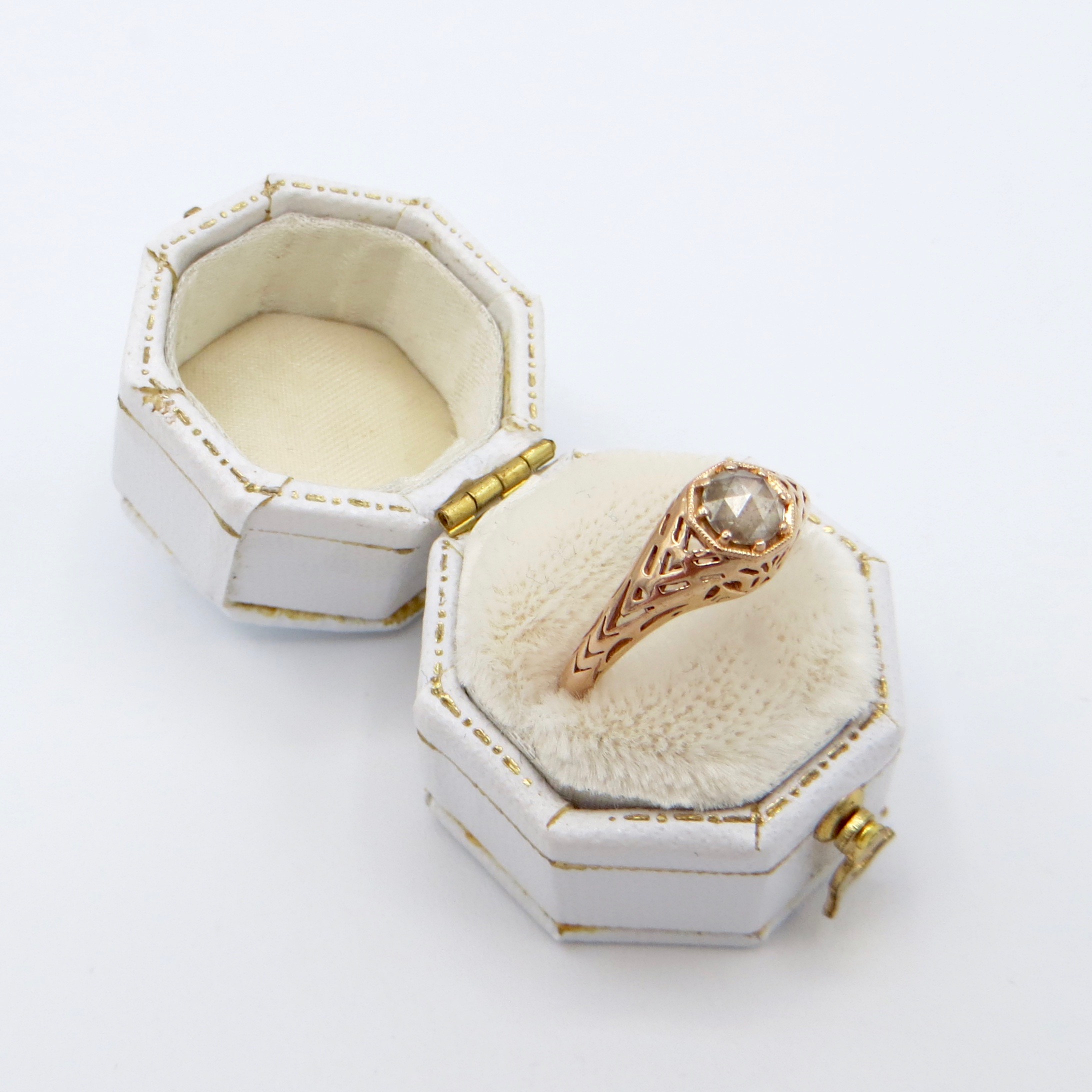 Rose Gold Rose Cut Diamond Ring