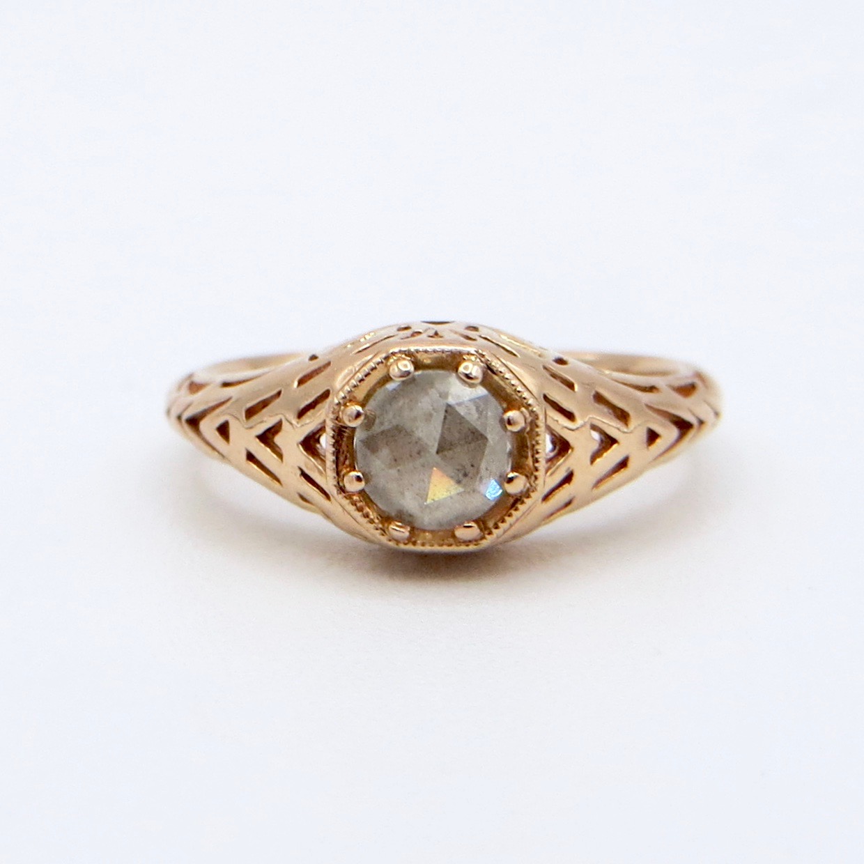 Rose Gold Rose Cut Diamond Ring