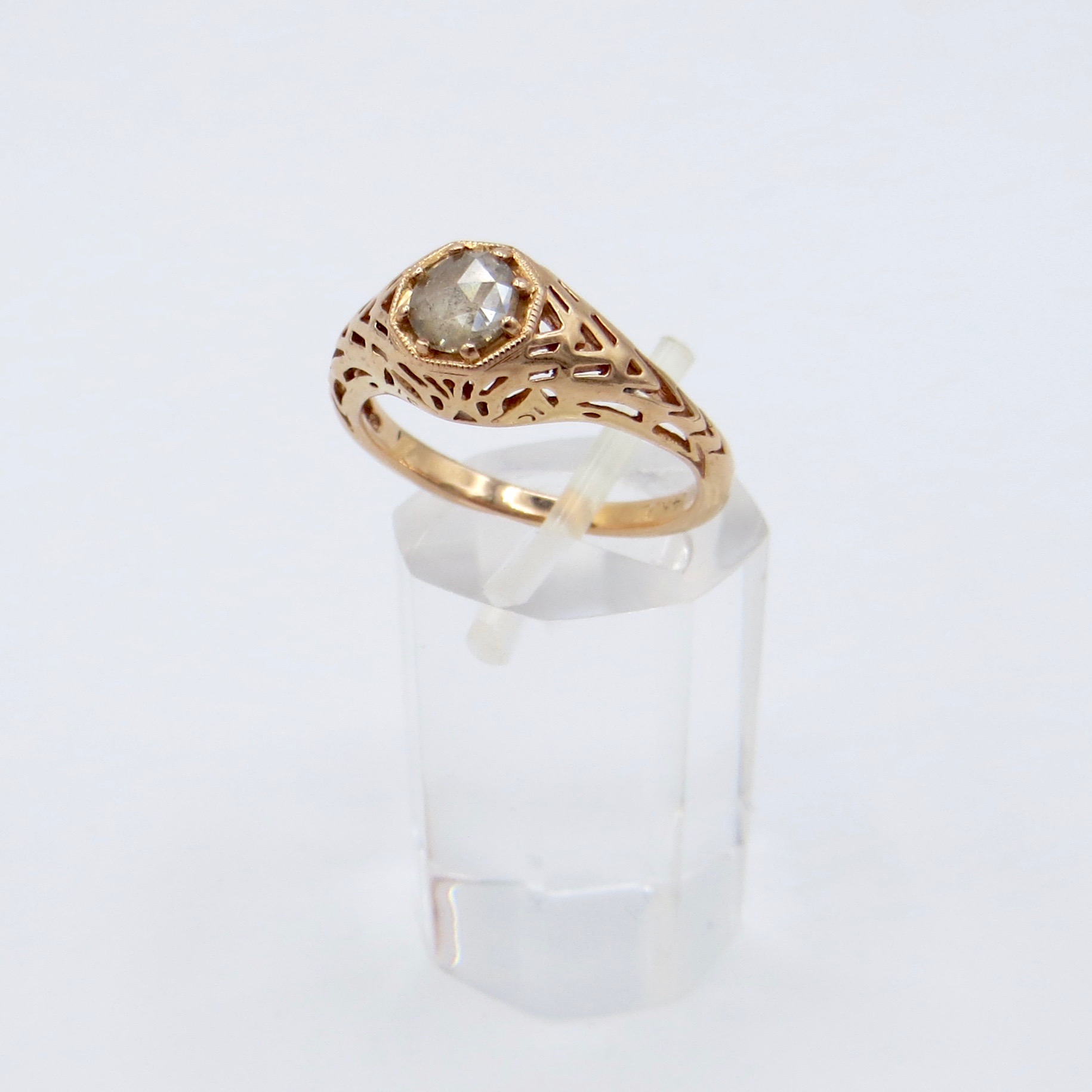 Rose Gold Rose Cut Diamond Ring