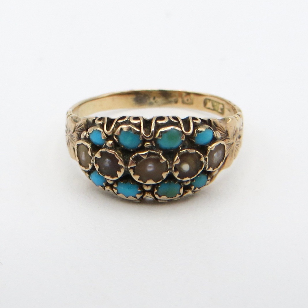Victorian 9ct Pearl & Turquoise Band