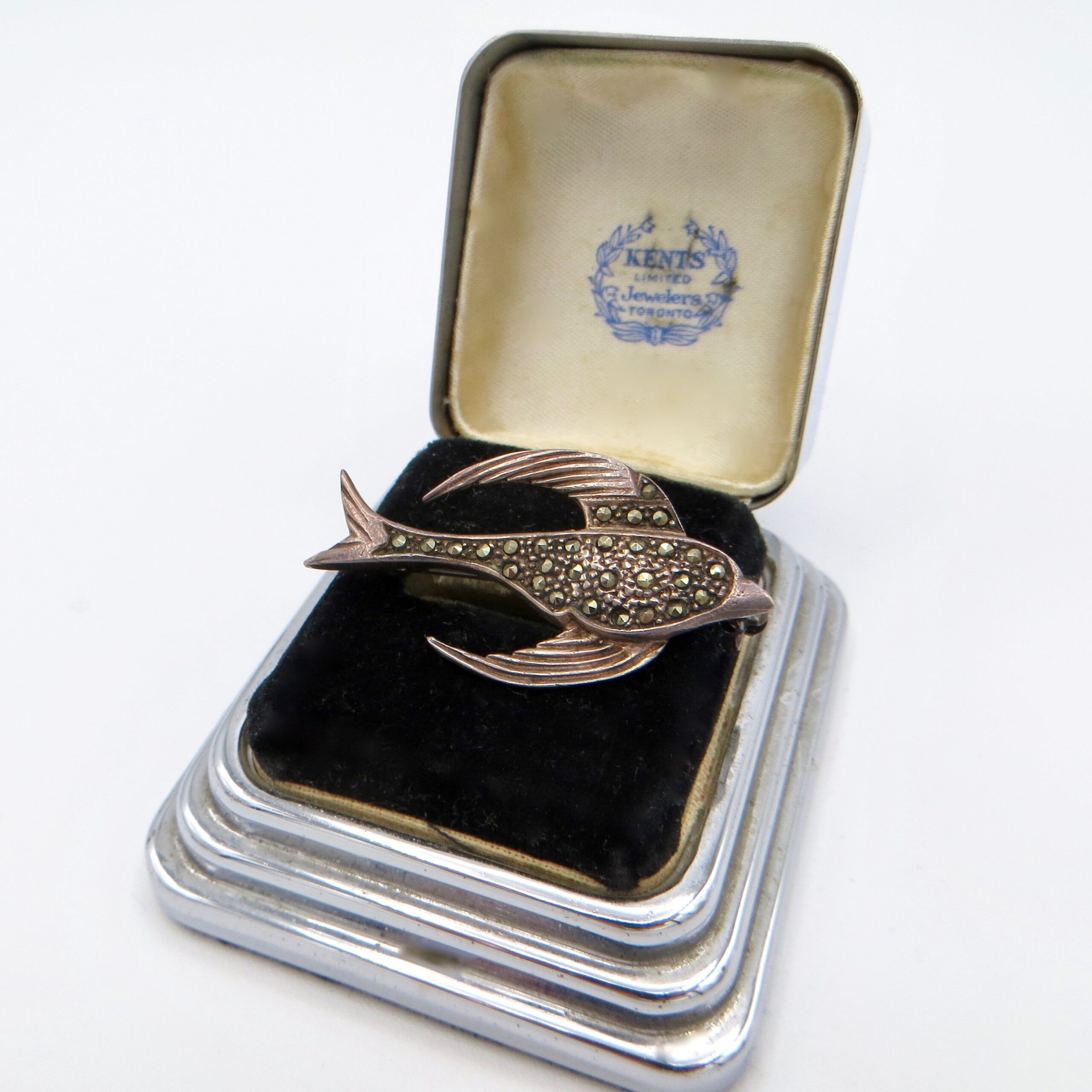 Sterling & Marcasite Bird Brooch