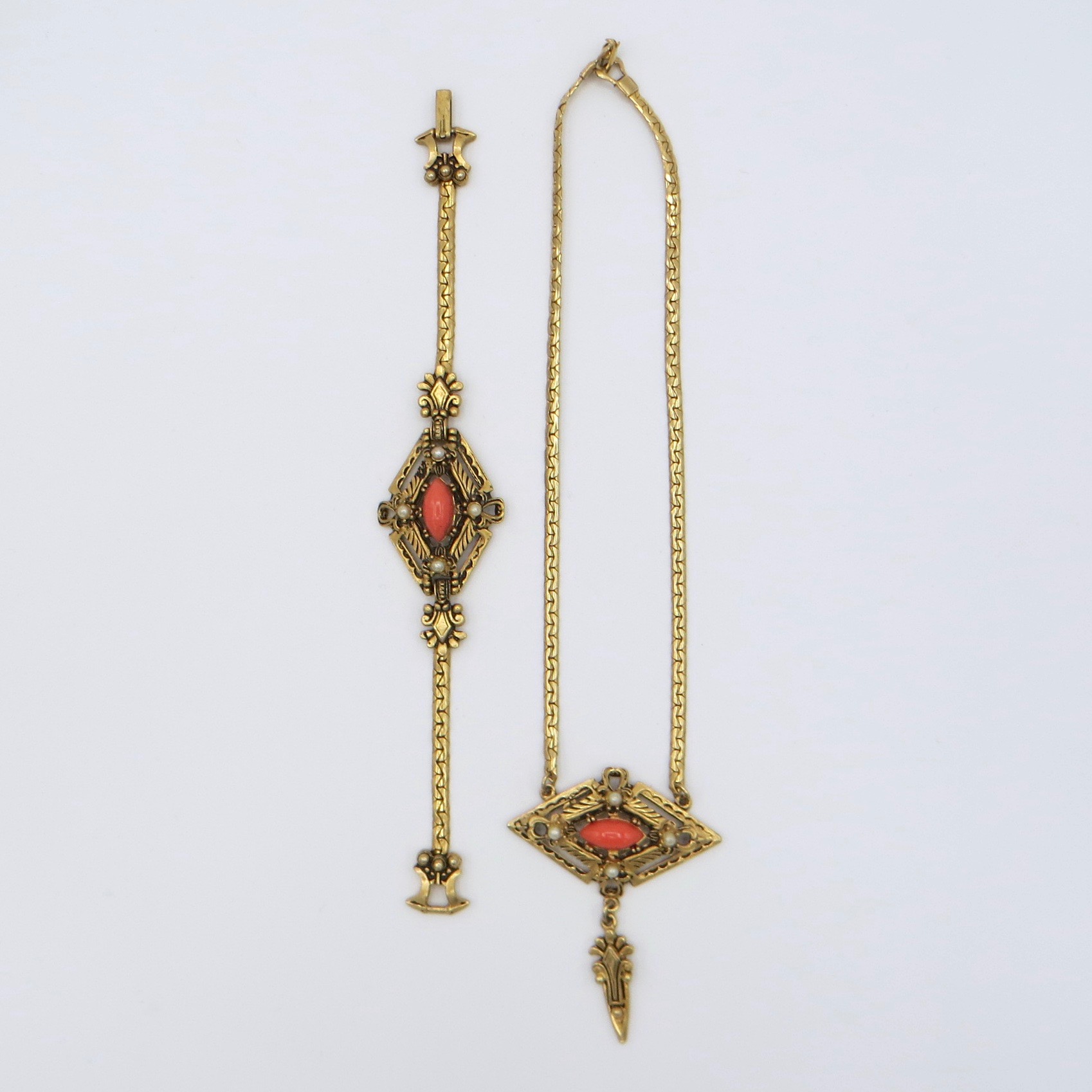 1950s Victorian Revival Necklace & Bracelet Set