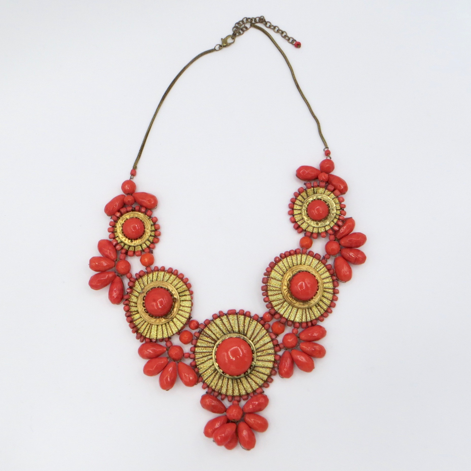 Modern Orange Flower Bib Necklace