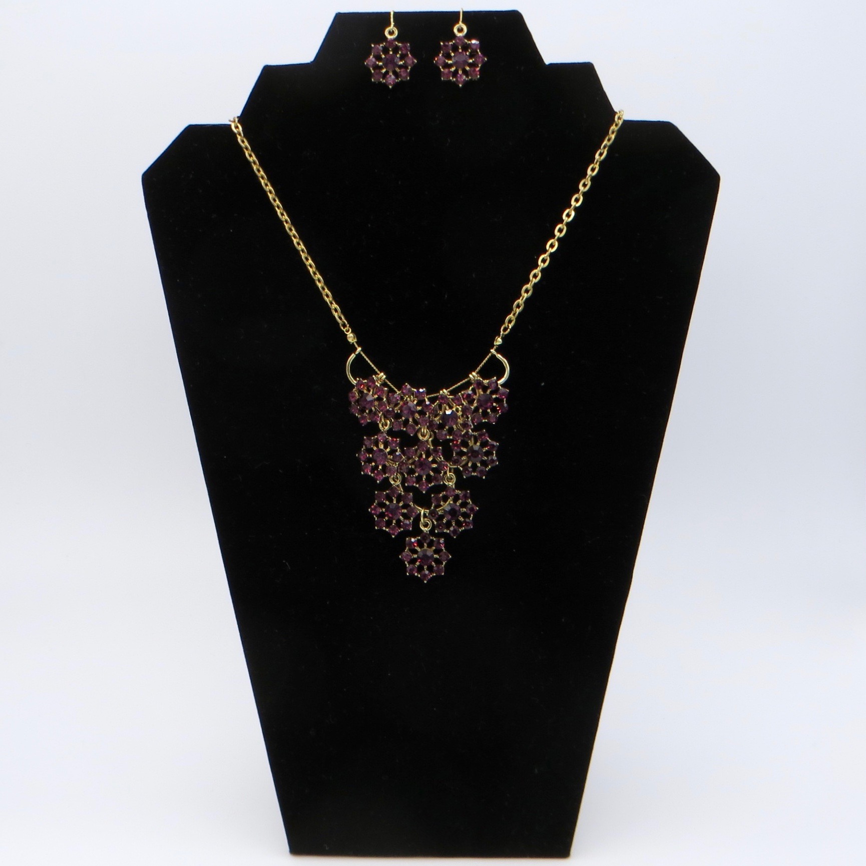 Modern Purple Stone Necklace & Earring Set