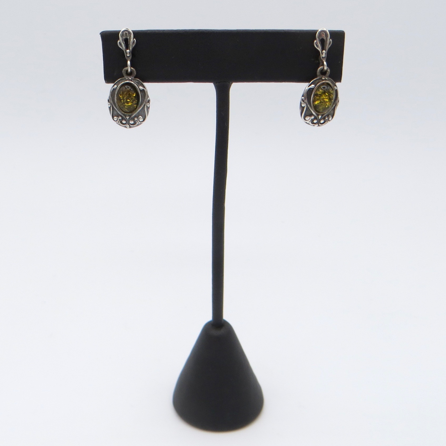 Sterling Silver & Amber Earrings