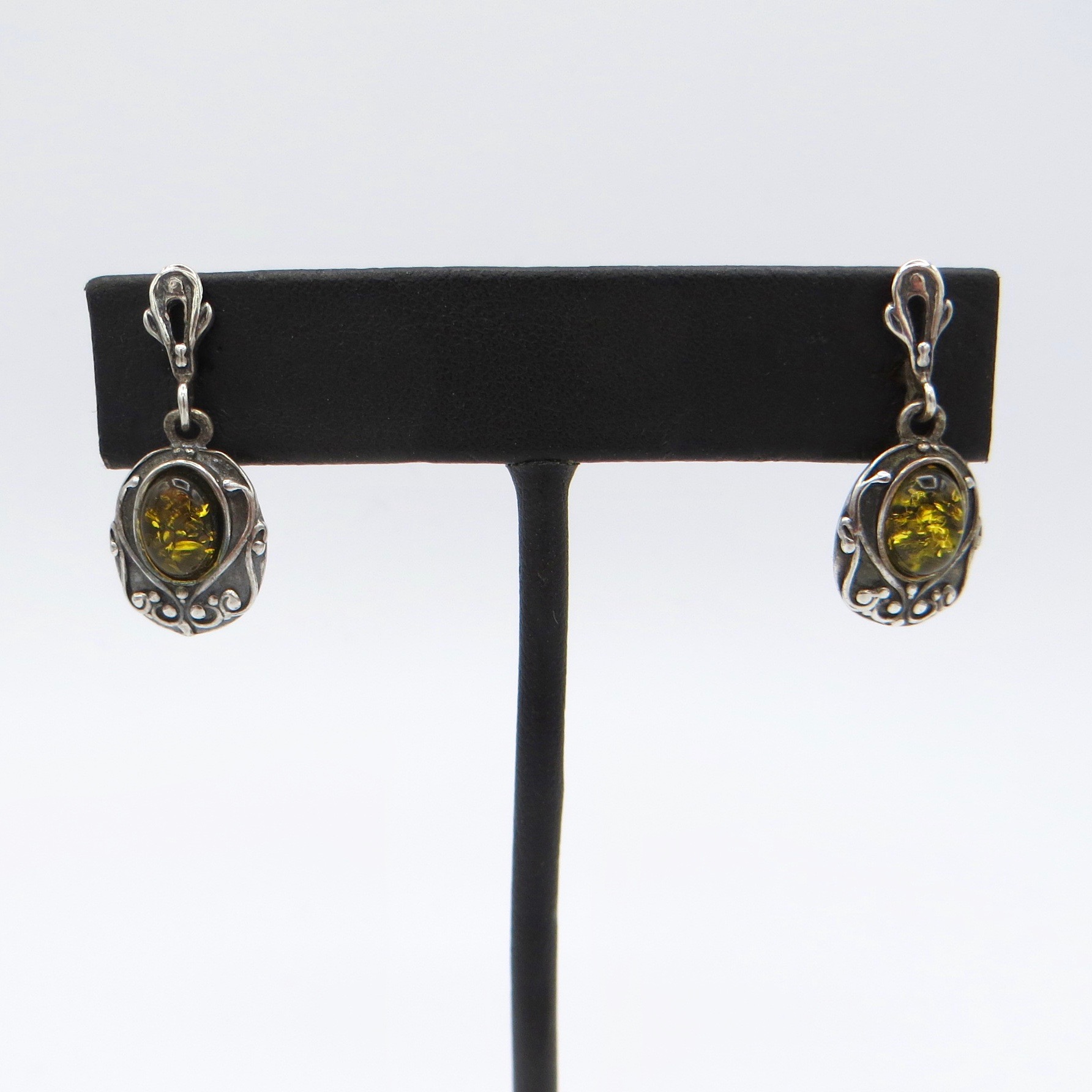 Sterling Silver & Amber Earrings
