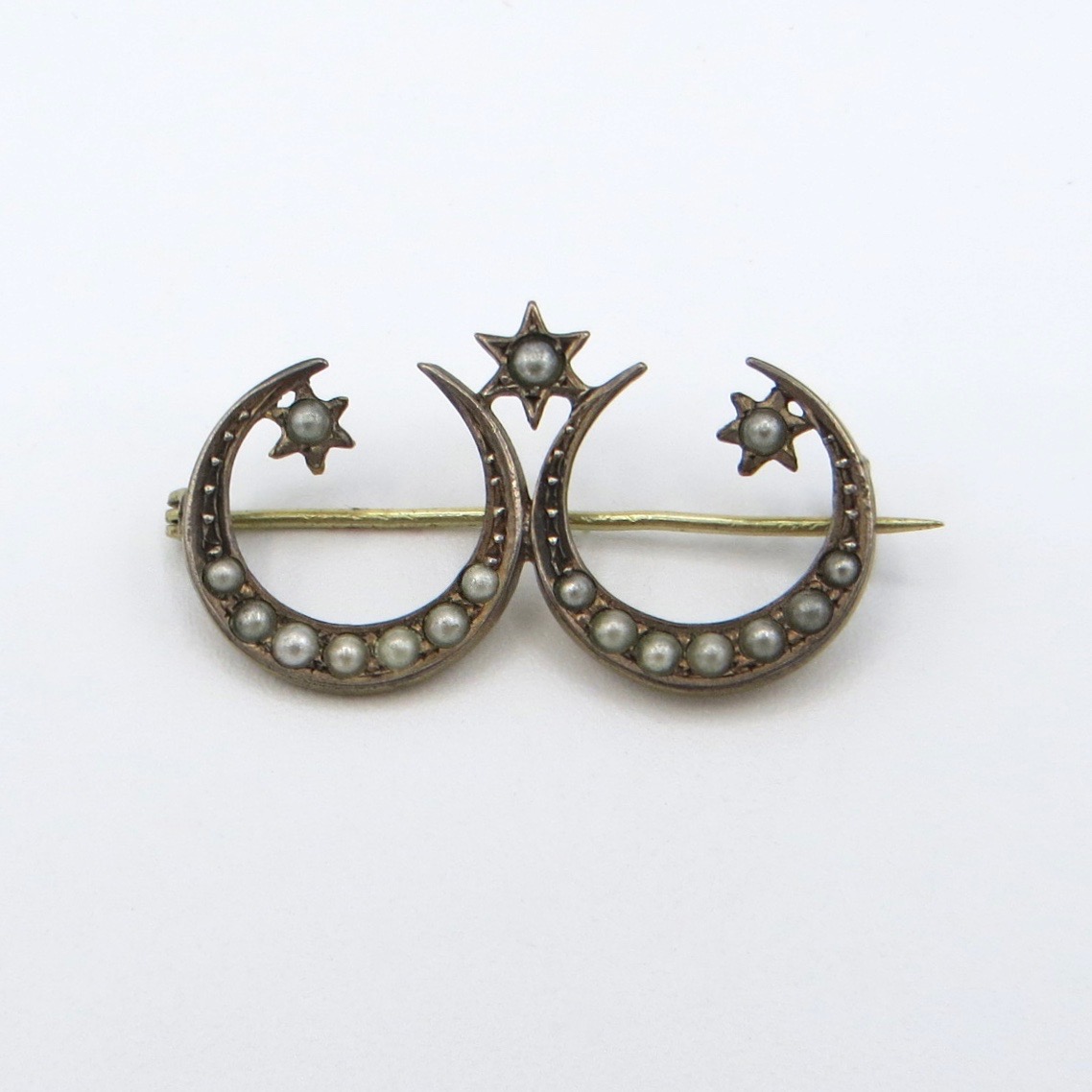 Victorian Moon & Star Brooch