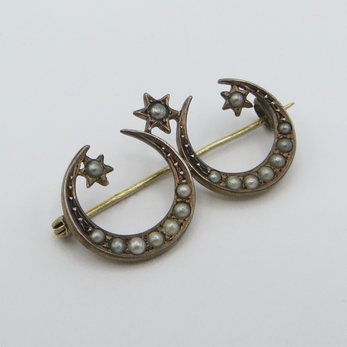 Victorian Moon & Star Brooch