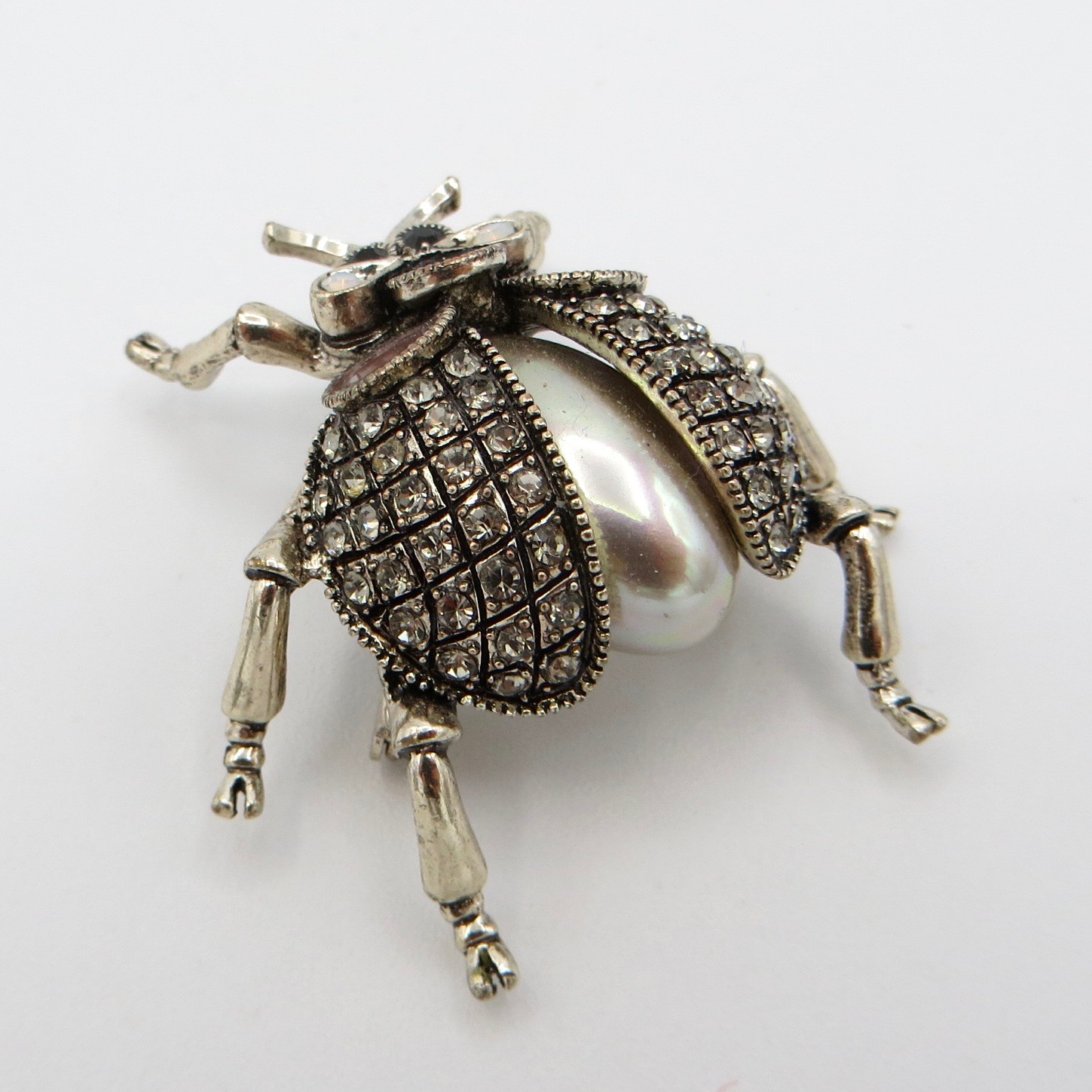 Faux Pearl Insect Brooch