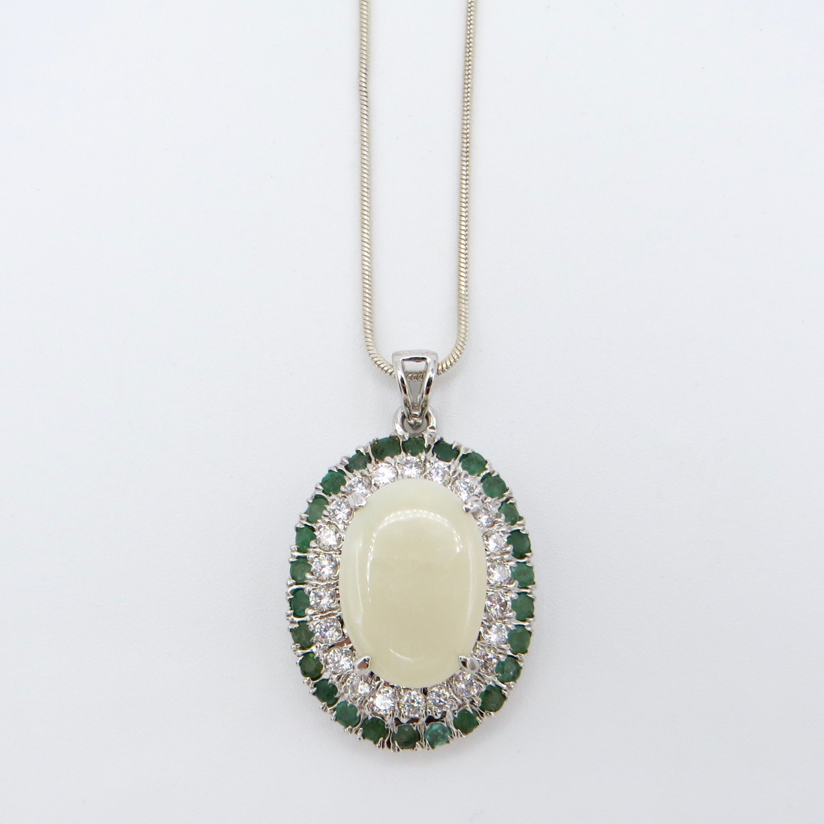 Sterling, Opal & Emerald Necklace