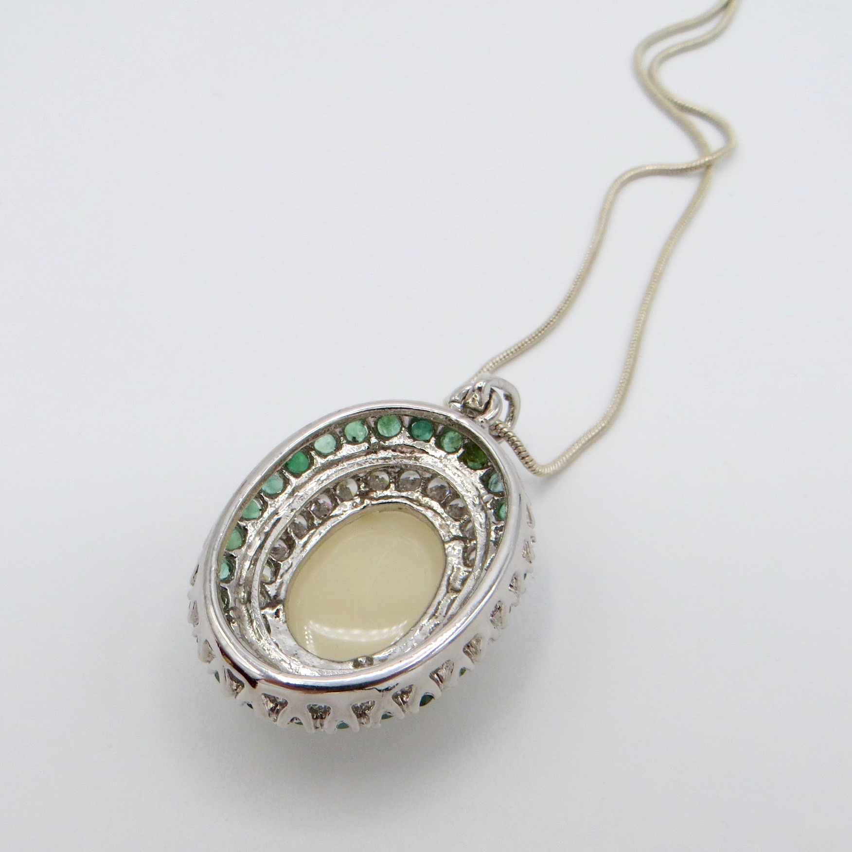 Sterling, Opal & Emerald Necklace