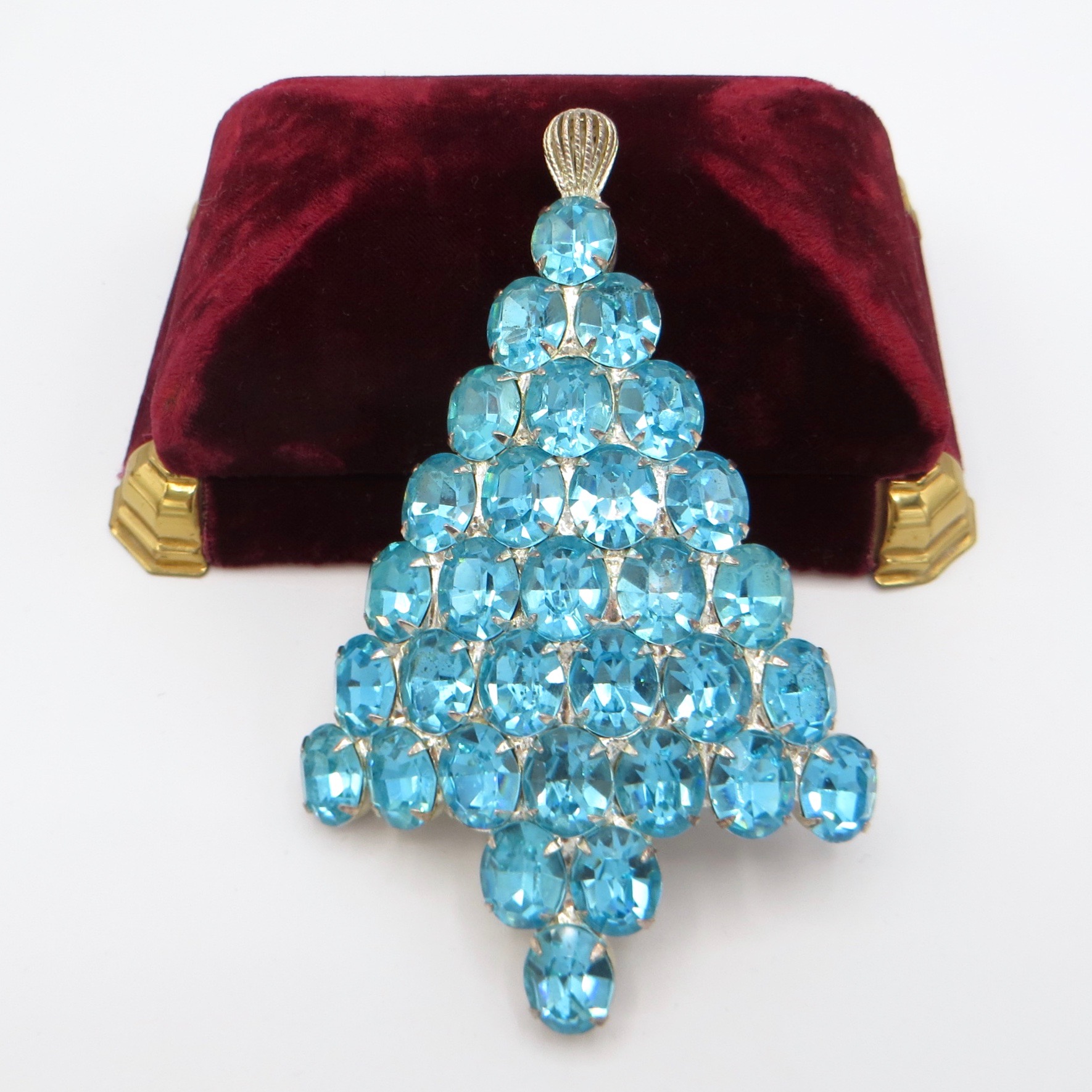 Attruia Blue Christmas Tree Brooch