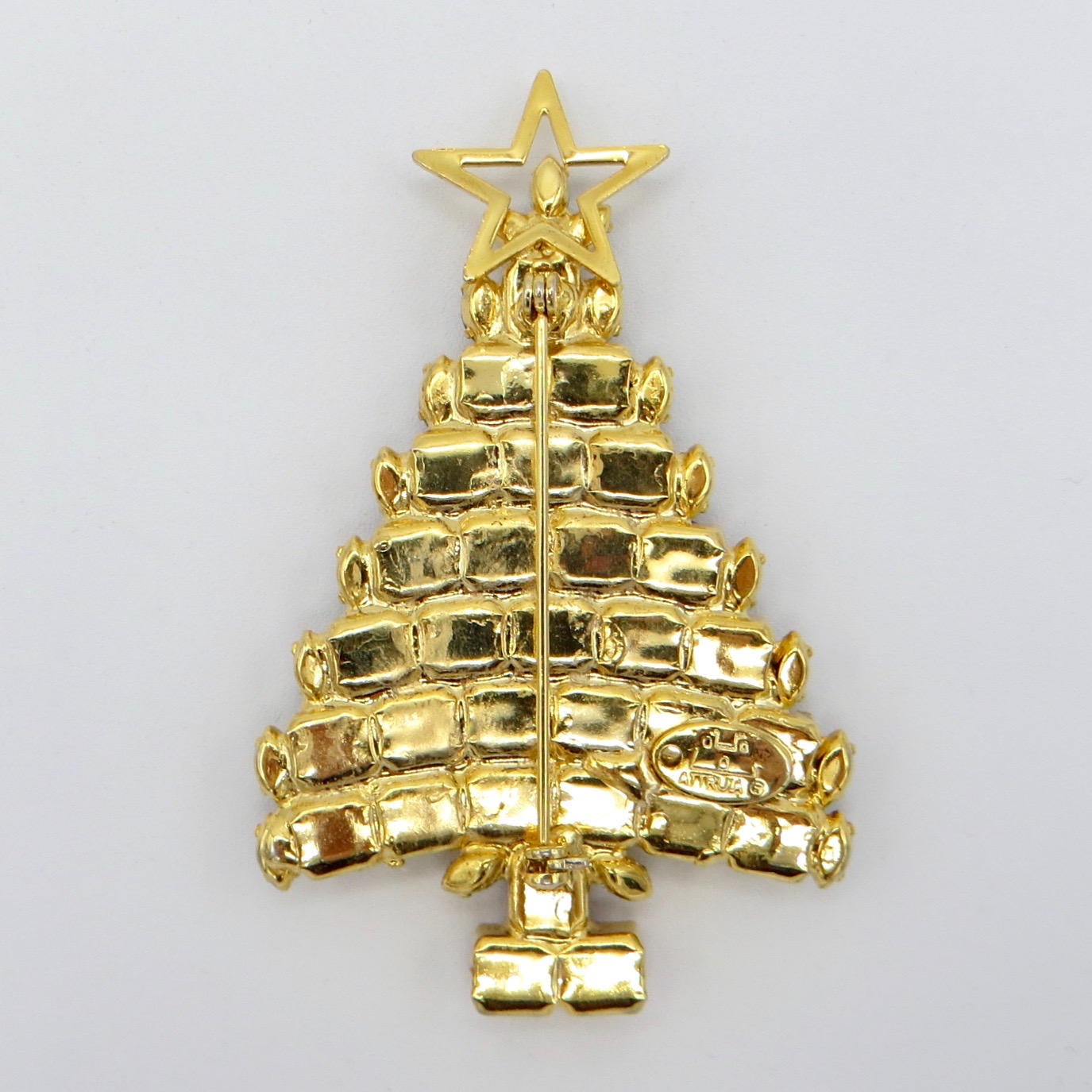 Attruia Pink Ribbon Christmas Tree Brooch