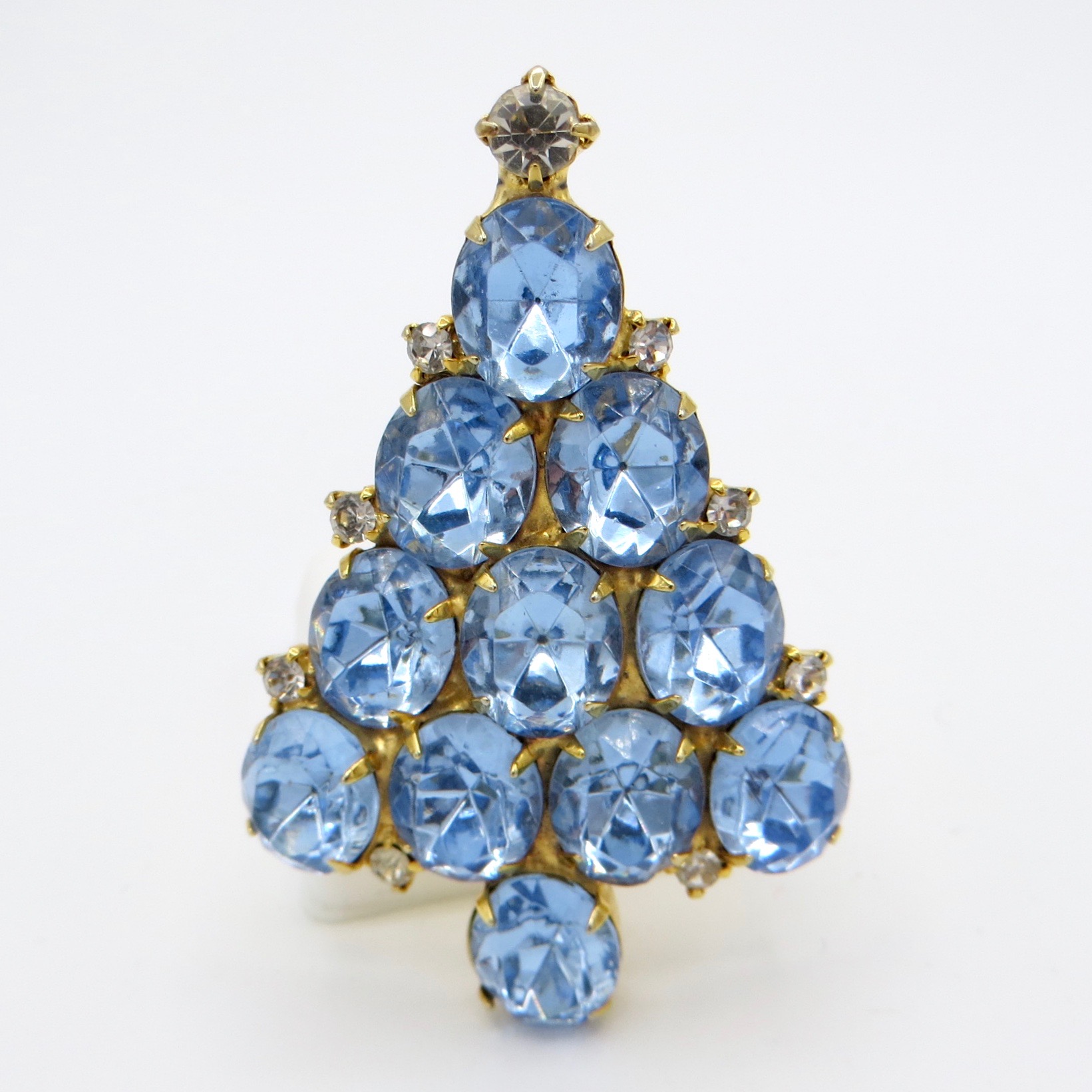 Attruia Blue & White Christmas Tree Brooch