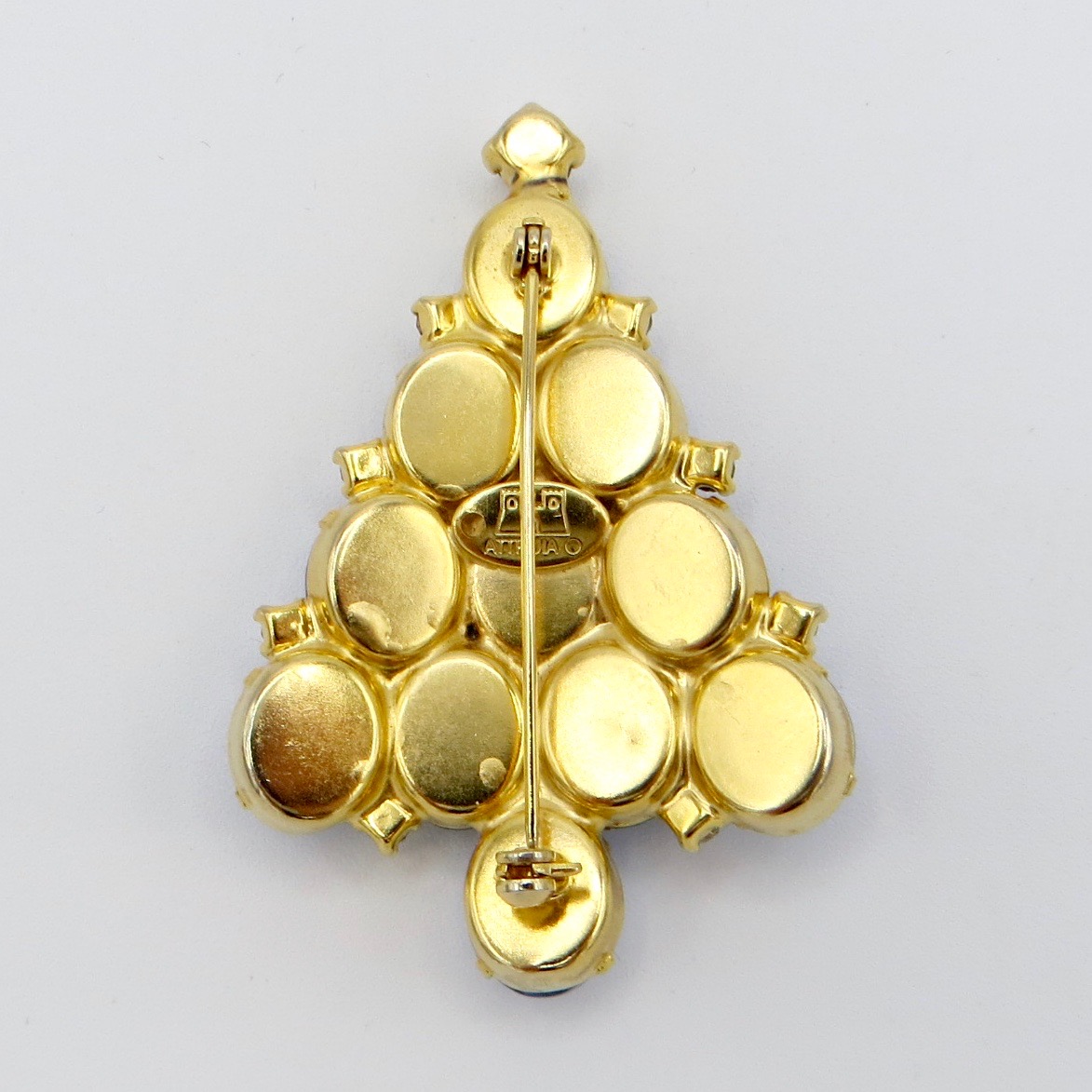 Attruia Blue & White Christmas Tree Brooch