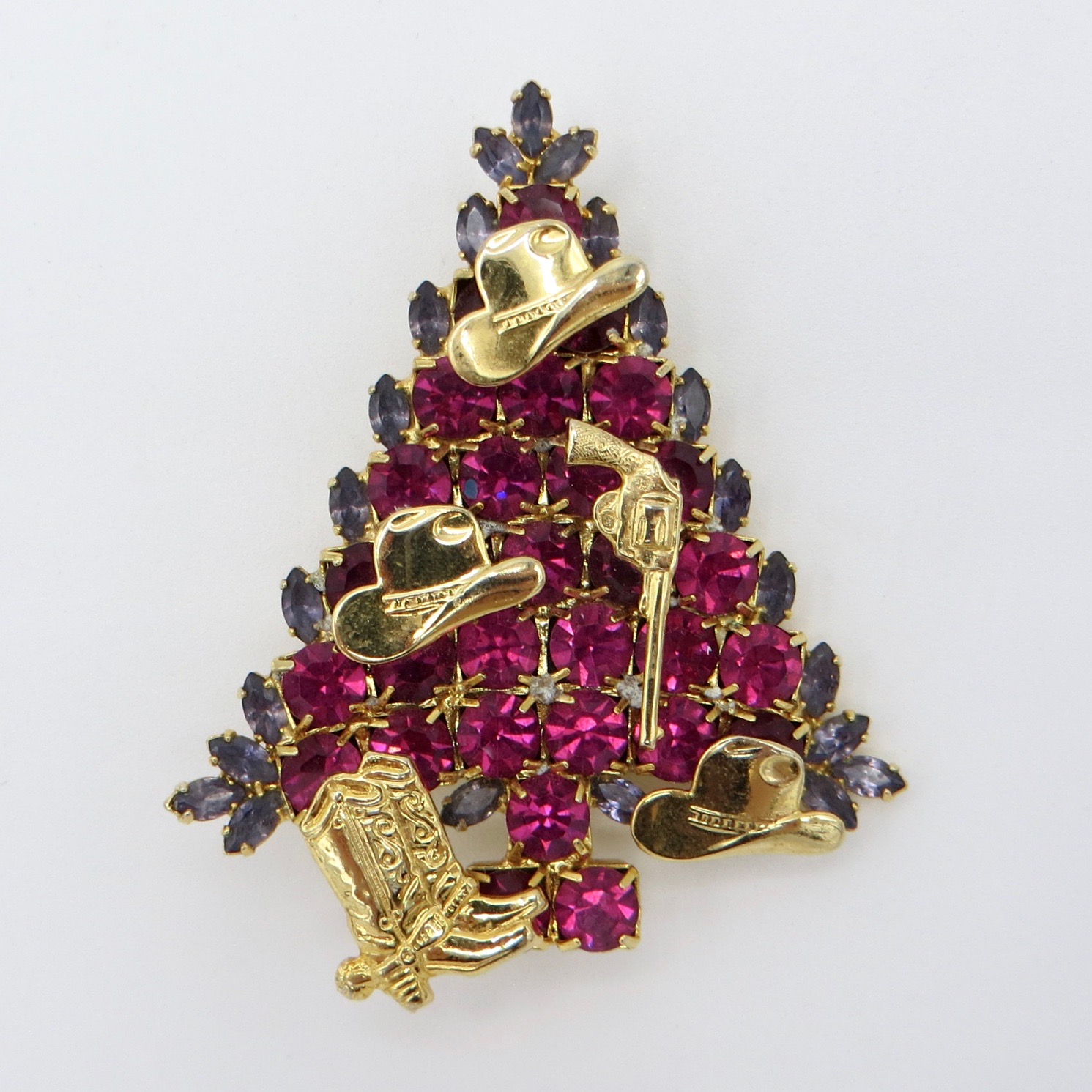 Attruia Western Themed Christmas Tree Brooch
