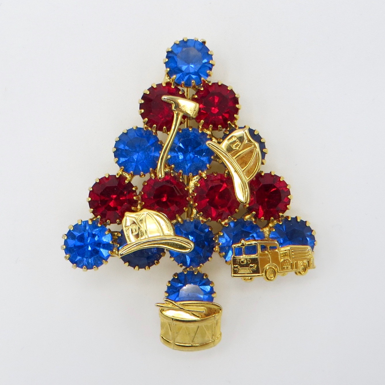 Attruia Firefighter Christmas Tree Brooch