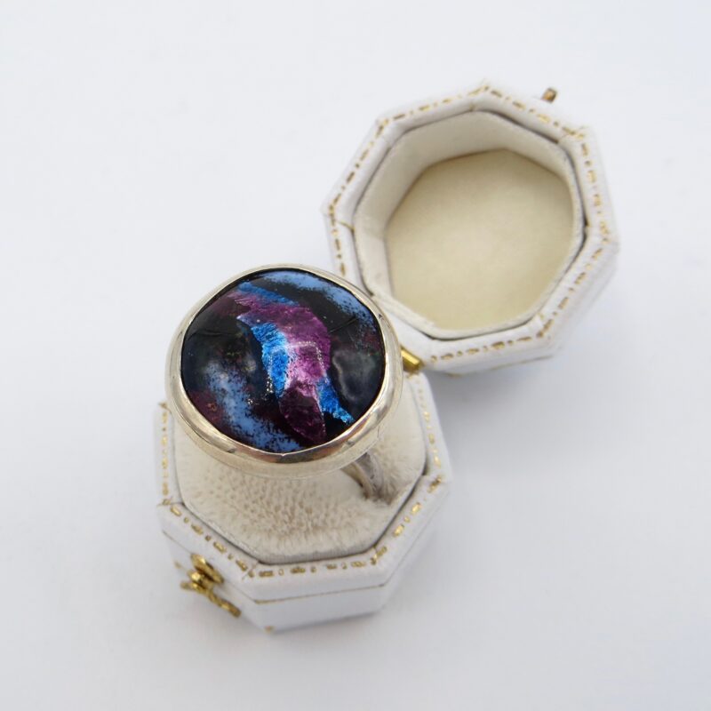 Silver and Murano Glass Ring