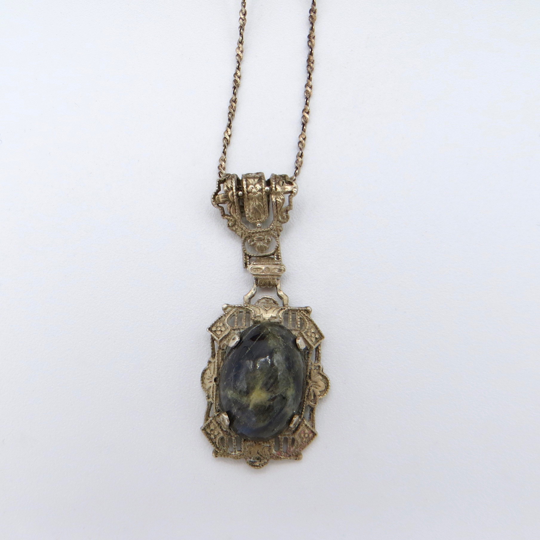 1920s Silver & Labradorite Necklace