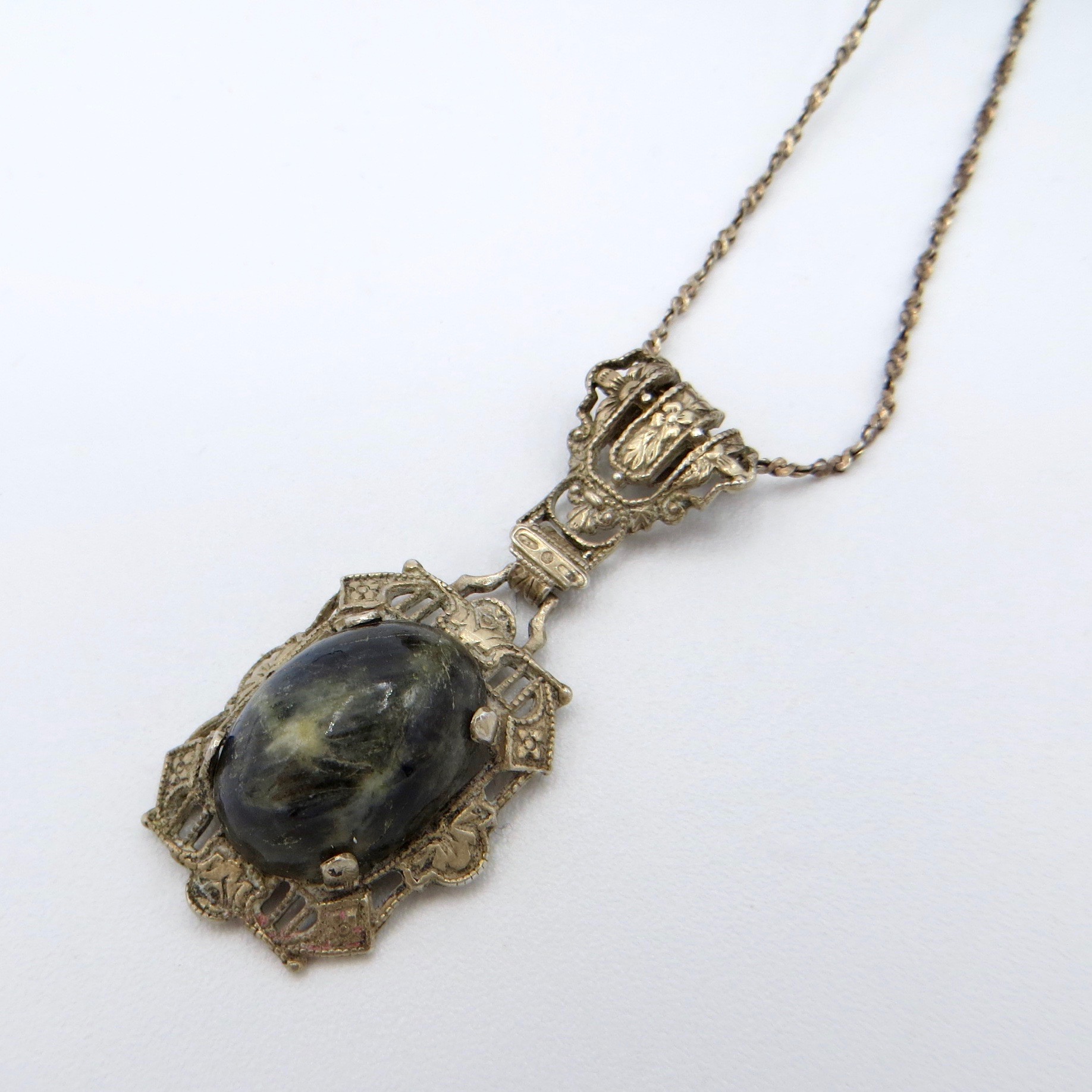 1920s Silver & Labradorite Necklace