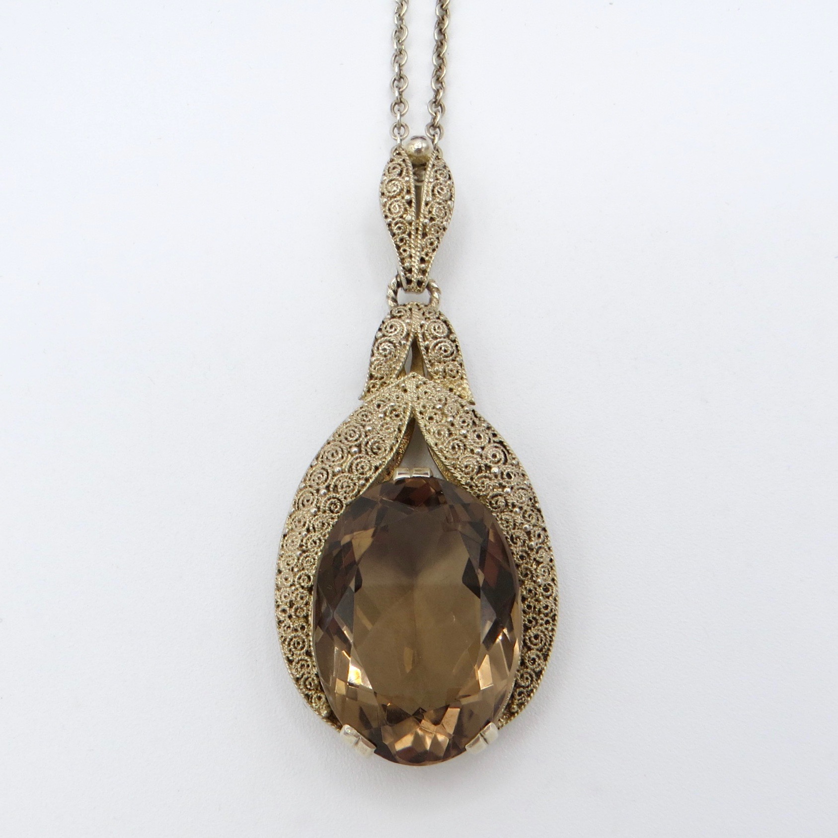 Smokey Quartz Filigree Necklace