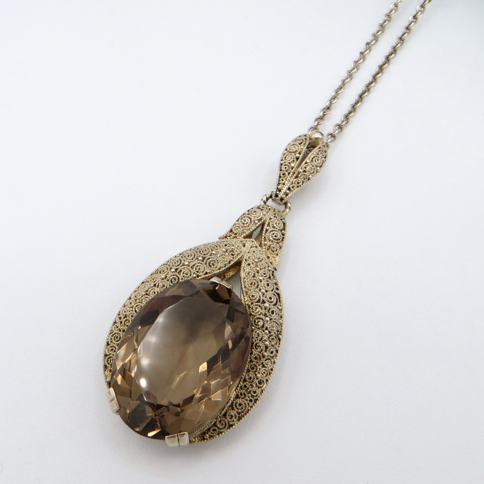 Smokey Quartz Filigree Necklace