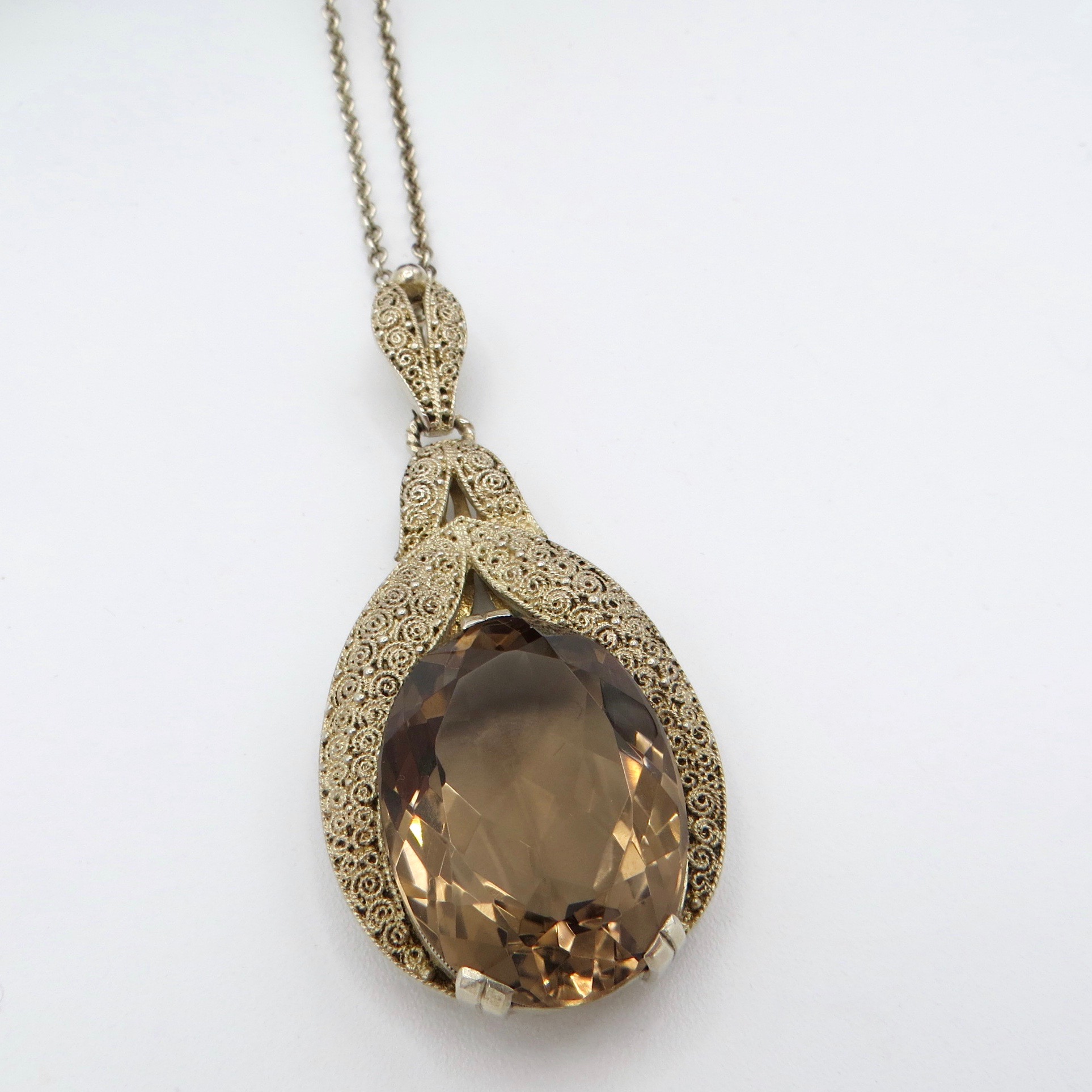 Smokey Quartz Filigree Necklace