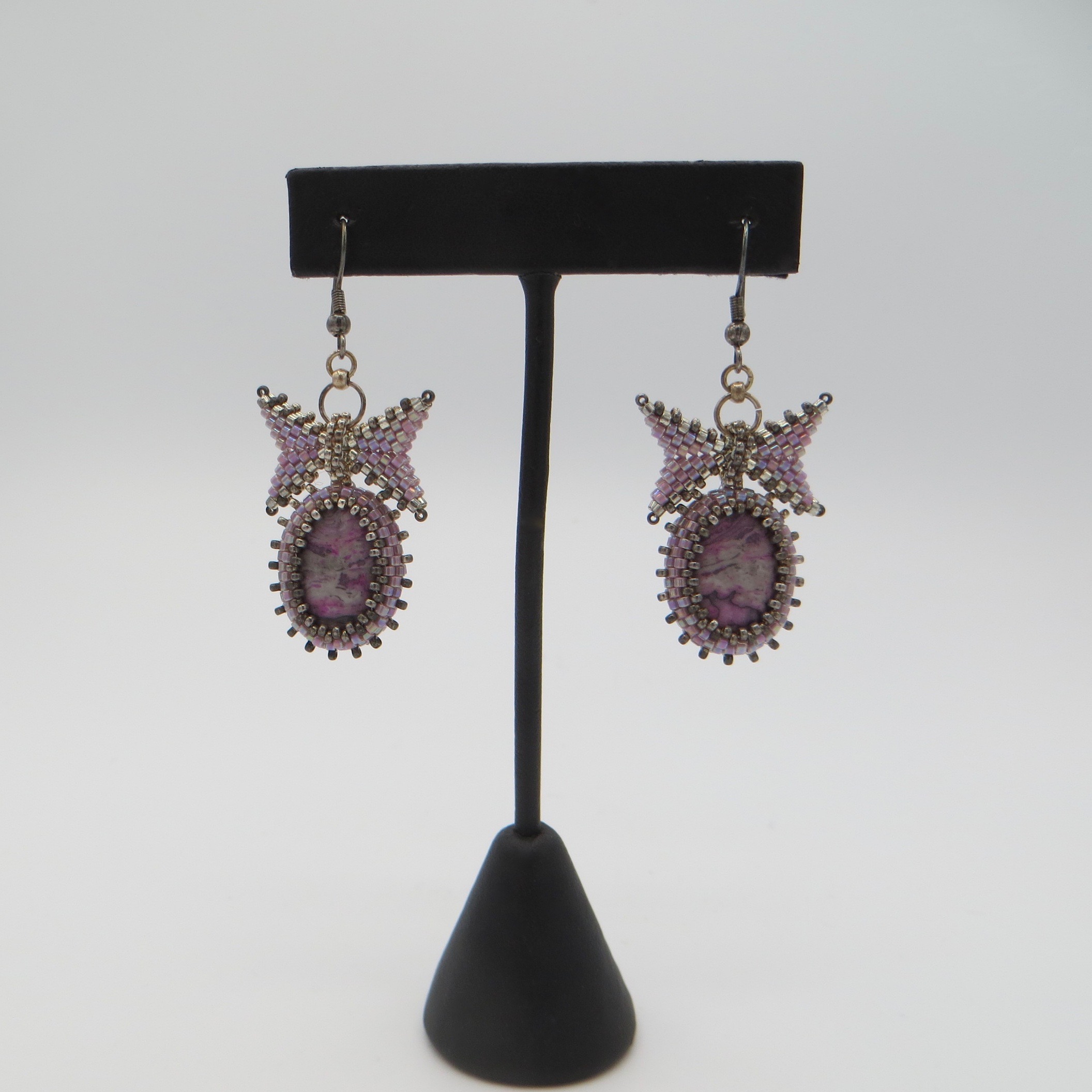 Purple Beaded Earrings