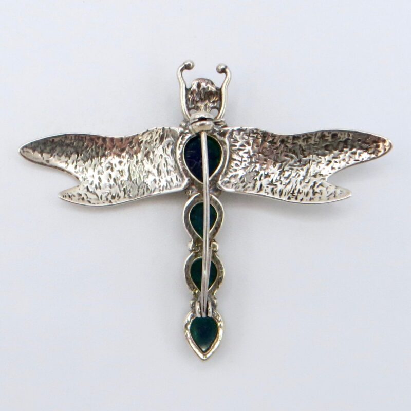 Silver and Amber Dragonfly Brooch