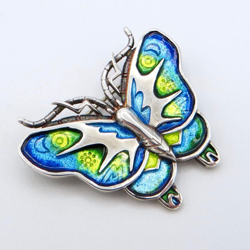 Silver and Enamel Butterfly Brooch