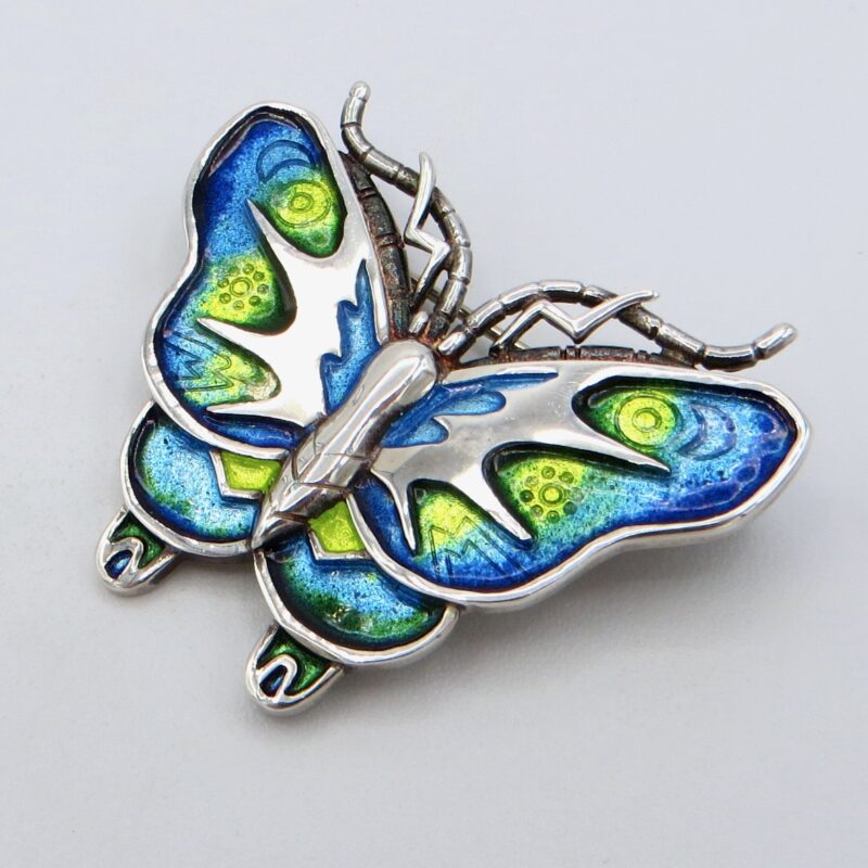 Silver and Enamel Butterfly Brooch