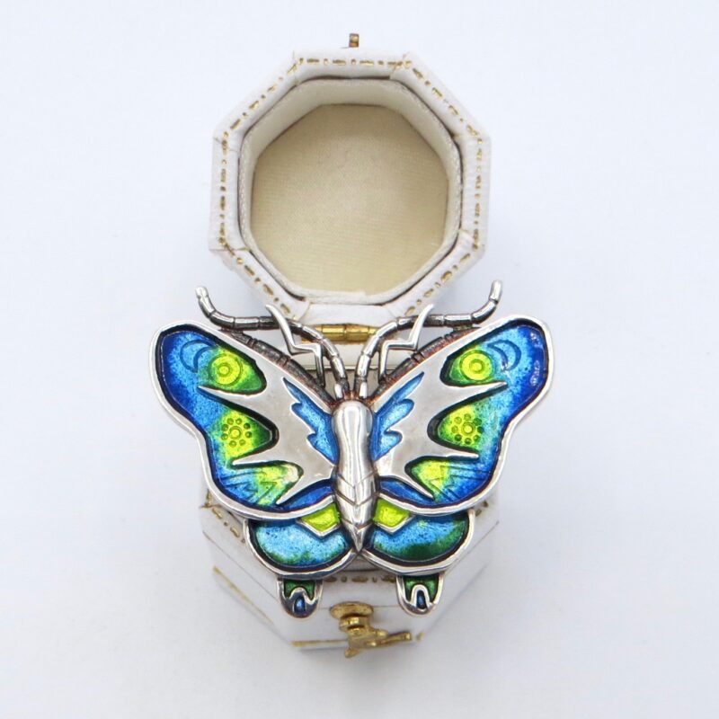 Silver and Enamel Butterfly Brooch