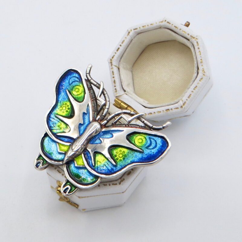 Silver and Enamel Butterfly Brooch