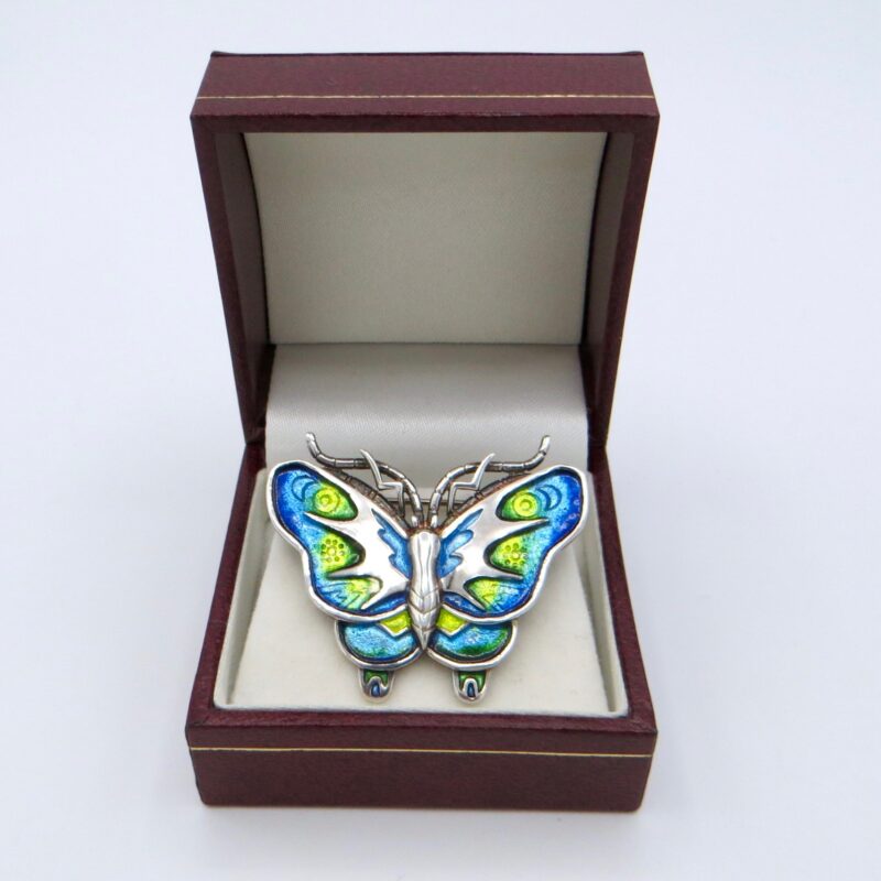 Silver and Enamel Butterfly Brooch