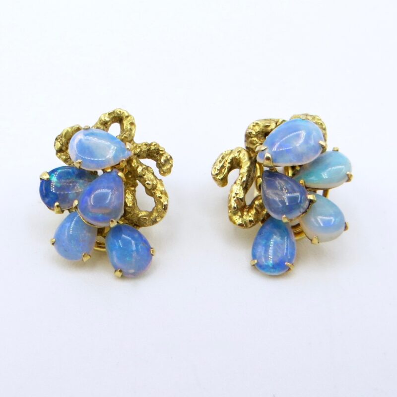 Blue Opal Clip-On Earrings