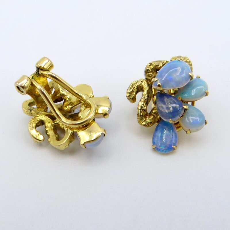 Blue Opal Clip-On Earrings