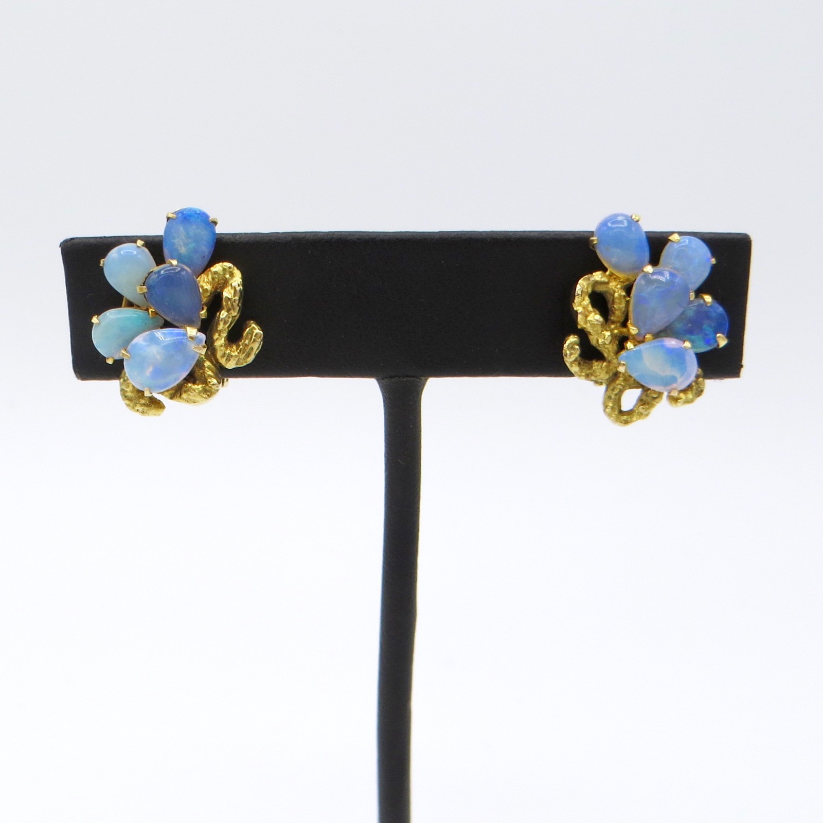 Blue Opal Clip-On Earrings
