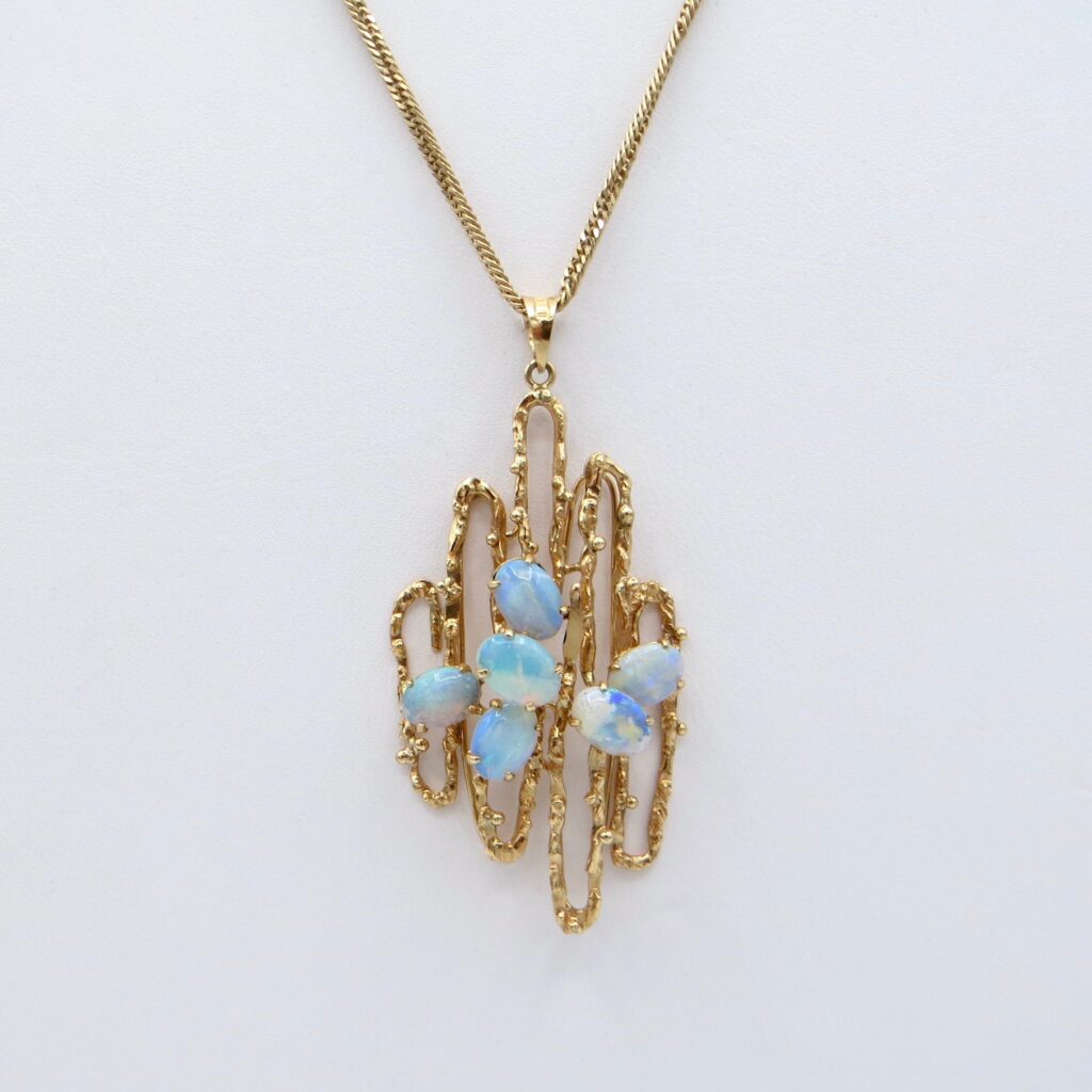 14kt Gold and Opal Pendant on 10kt Chain