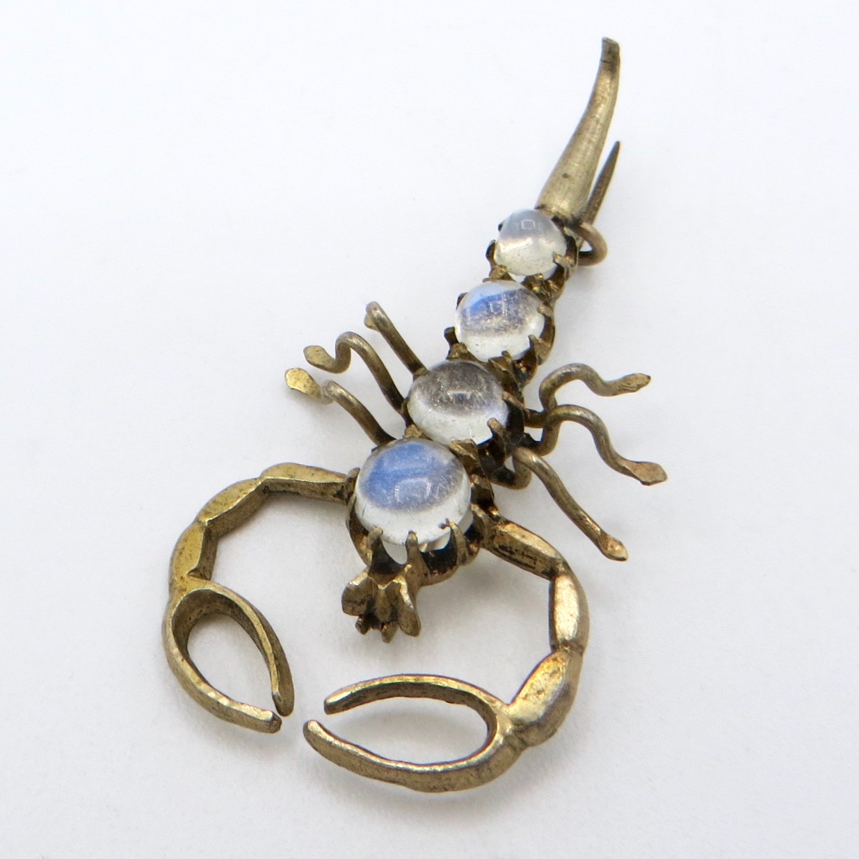Silver and Moonstone Scorpion Brooch