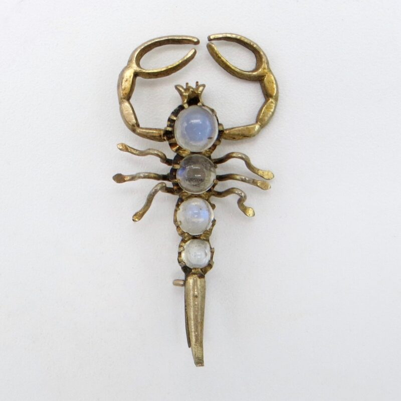 Silver and Moonstone Scorpion Brooch