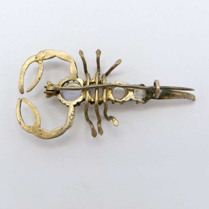 Silver and Moonstone Scorpion Brooch