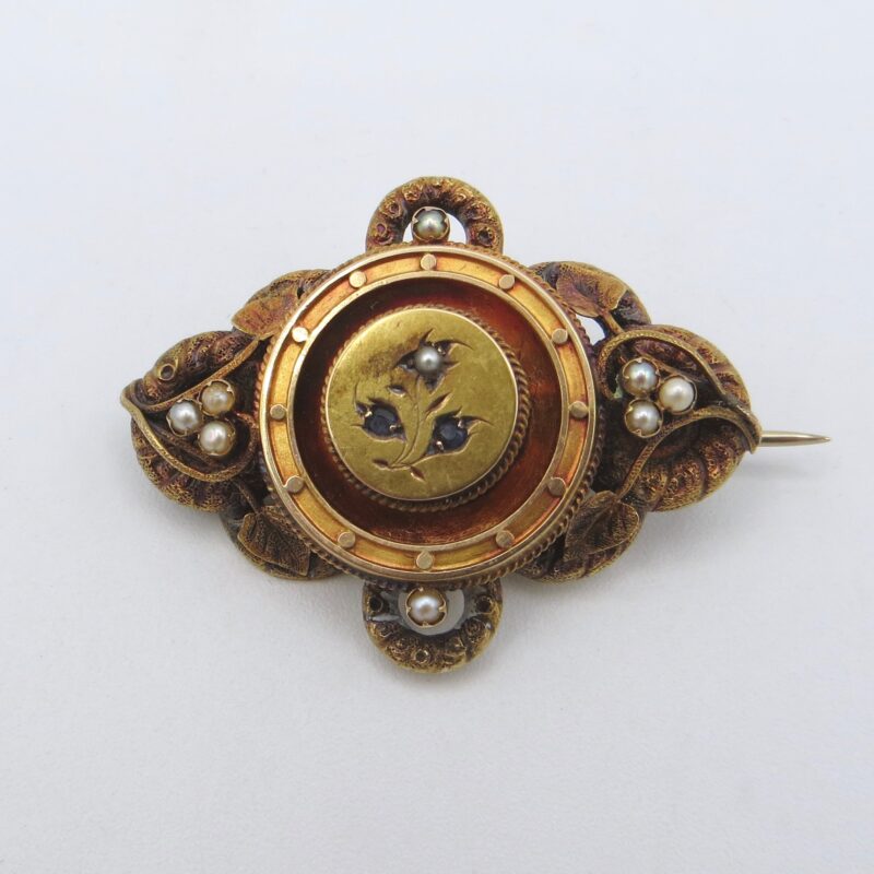 Victorian Gold Brooch with Floral Design