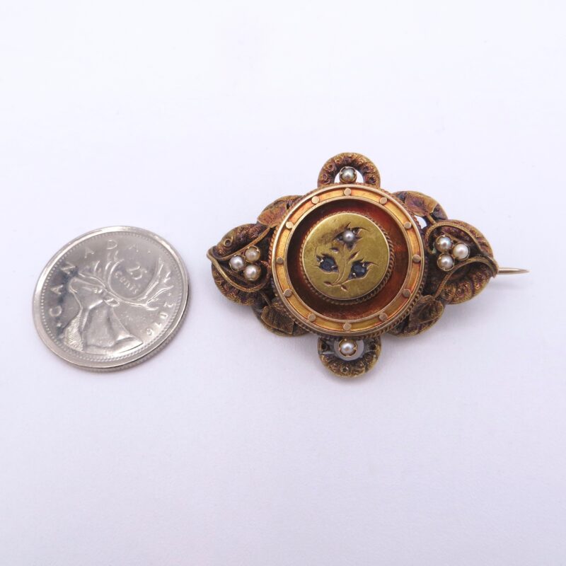 Victorian Gold Brooch with Floral Design