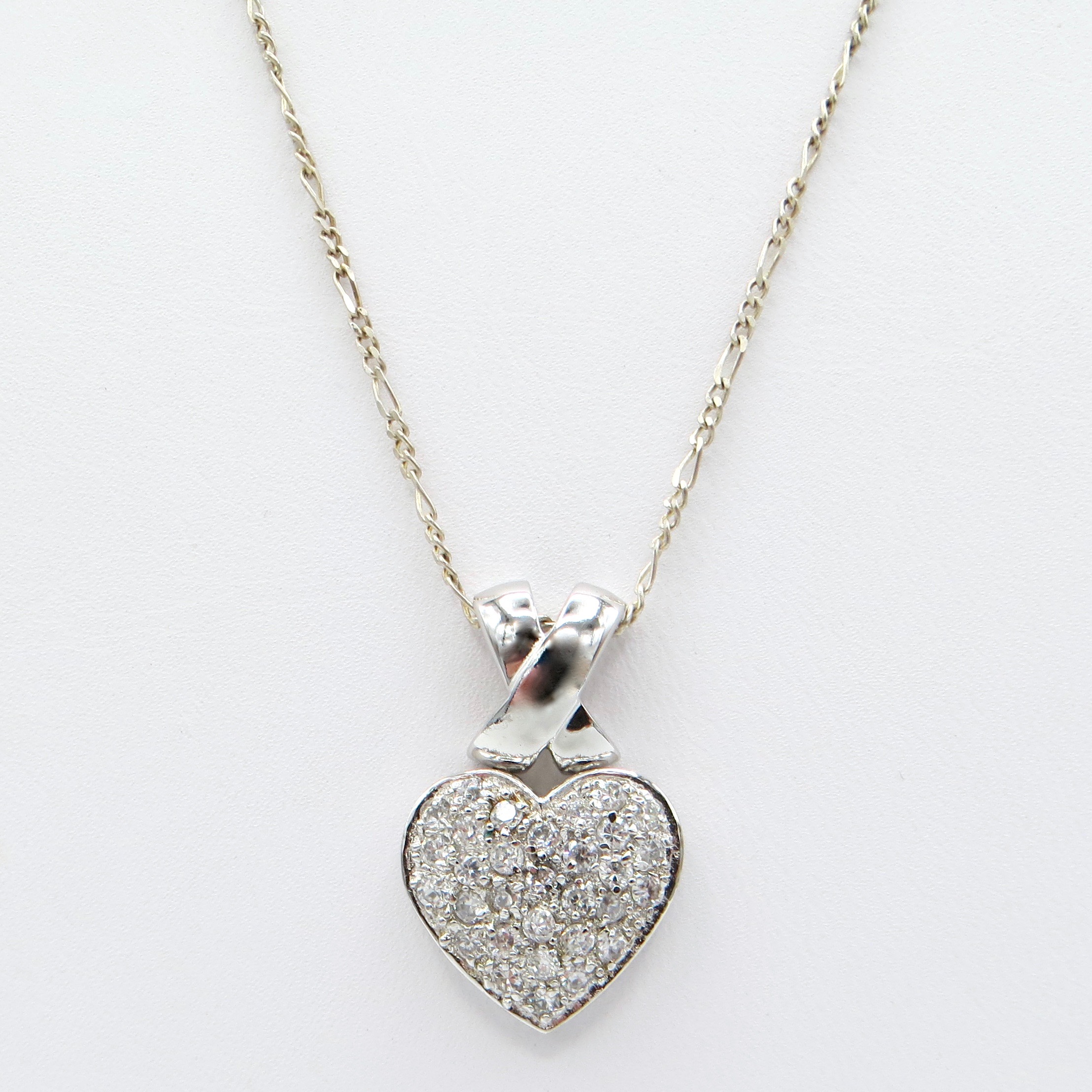 Sterling Silver and Crystal Heart Necklace