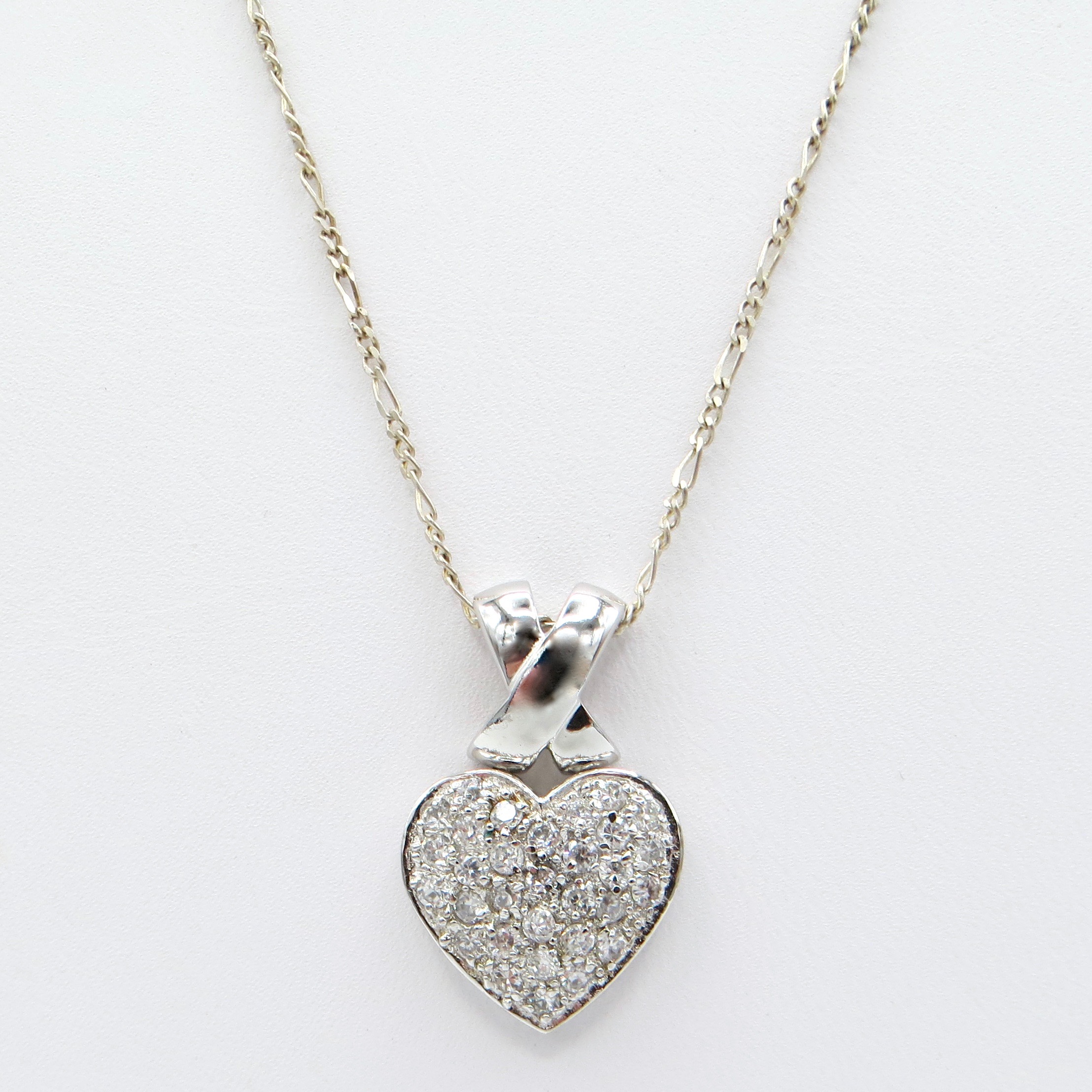 Sterling Silver and Crystal Heart Necklace