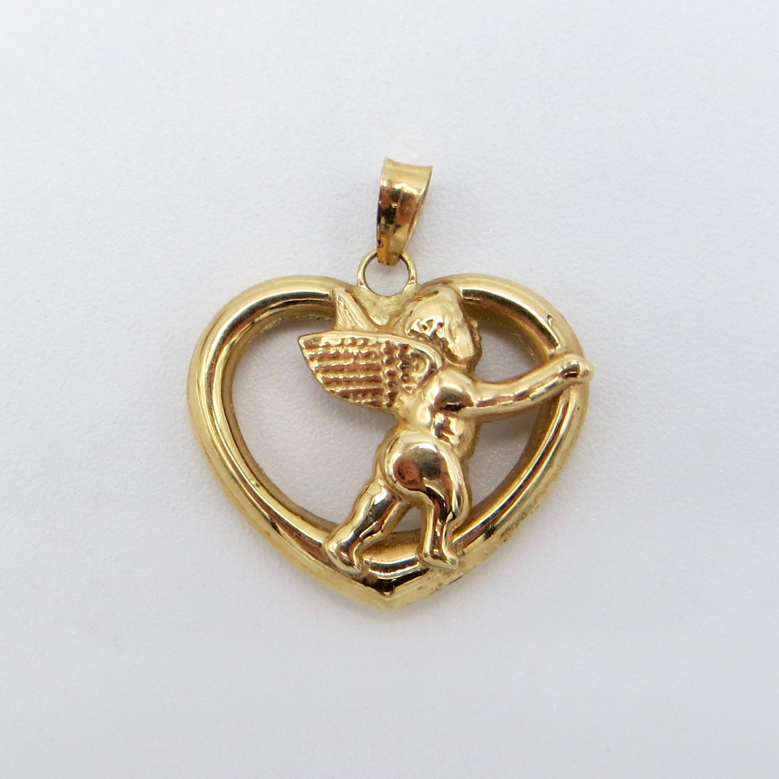 10kt Gold Cherub Heart Pendant
