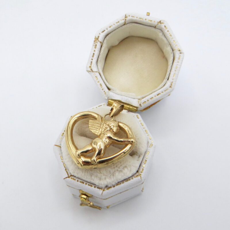 10kt Gold Cherub Heart Pendant