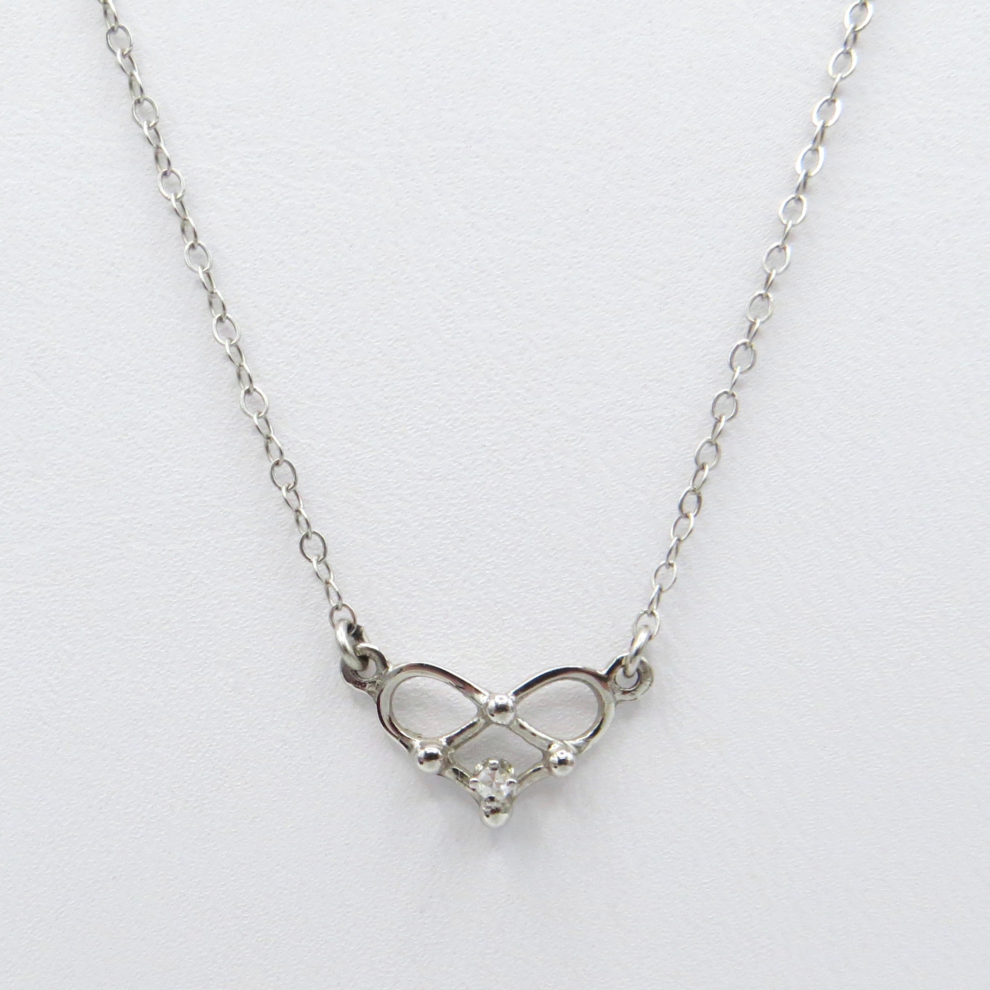 White Gold and Diamond Heart Necklace