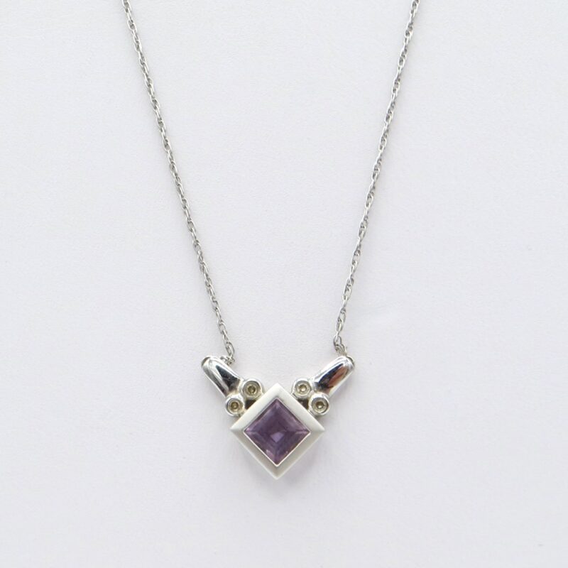 White Gold, Amethyst and Diamond Necklace