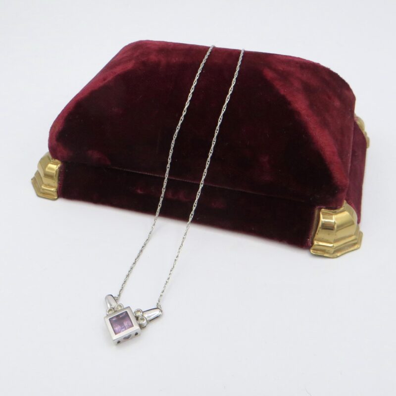 White Gold, Amethyst and Diamond Necklace